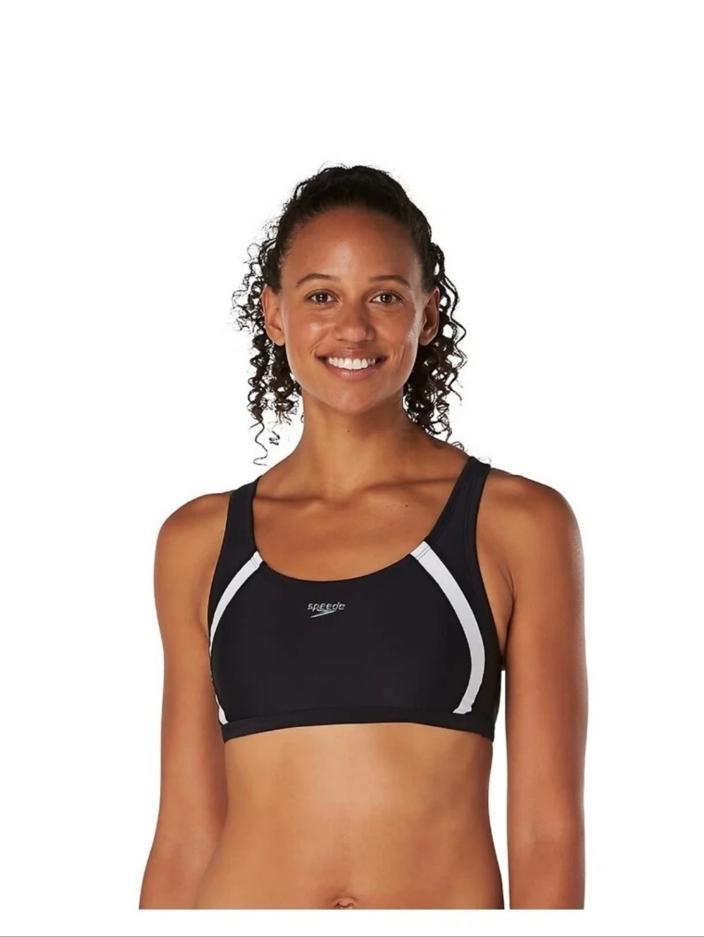 NWT Speedo Women's Solid Quantum Binkini Top - 2025 Black Size L